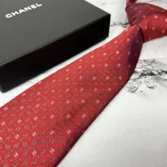 極美品✨CHANEL シャネル 最高級ネクタイ ココマーク チェーン 赤色 肉厚