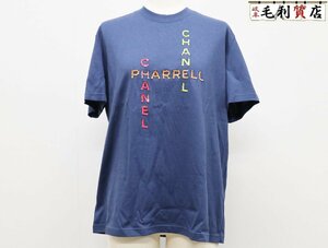 シャネル×ファレル CHANEL×Pharrell Williams P61052 K46833 半袖カットソー ロゴ ラインストーン ネイビー サイズM 極美品 Tシャツ