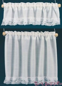 クリックポスト可 ミニチュア　米国製　バーバラさんのカーテン　コテージカーテン　２サイズセット　ホワイト　BB50402　ドールハウス用