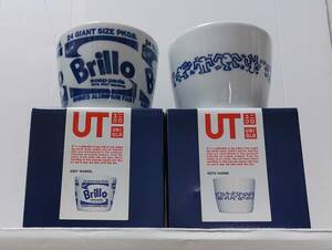 2021 限定品 UNIQLO UTグッズ ソバチョコ 2点セット①Andy Warhol『Brillo』＋②Keith Haring『ONE LINE』白 波佐見焼 磁器 箱付き※未使用