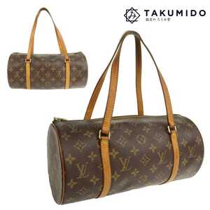 ルイヴィトン LOUIS VUITTON ハンドバッグ パピヨン PM M51386 モノグラム ライン ブラウン レザー 中古B 276827