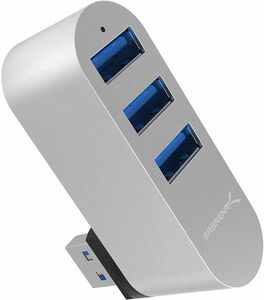 Sabrent ミニ3ポートUSB 3.0／プレミアム・アルミニウム[90°/180°回転式] (HB-R3MC)