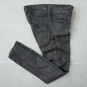 新品# EMPORIO ARMANI ストレッチ ブラック デニム パンツ SLIMFIT 30 メンズ エンポリオアルマーニ ジョルジオアルマーニ ジーンズ レザー