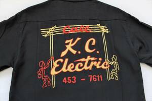 YSS11東洋Lボーリングシャツ エレクトリックElectric日本製 スタイルアイズ 電柱 電線K.C半袖 シャツStyle Eyes黒色