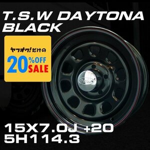 特価 TSW DAYTONA ブラック 15X7J+20 5穴114.3 ホイール4本セット (100系ハイエース/Y30/130クラウンバン/ハイラックス)