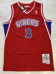 【未使用品】 NBA 76ers IVERSON #3 アレン・アイバーソン ★セブンティ・シクサーズ ユニフォーム ゲームシャツ ジャージ　赤　L　刺繍