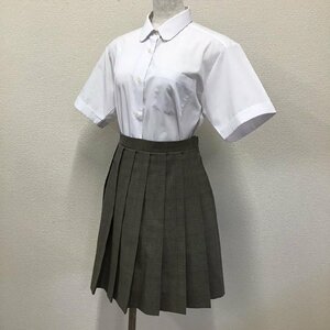 O315/T387(中古)栃木県 宇都宮市立陽西中学校 女子制服2点 /M/W63/16本/半袖ブラウス/夏スカート/TOMBOW Primary/グレンチェック/学生服