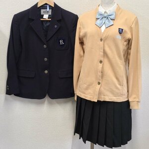 A369/A(中古)愛知県 愛知啓成高校 女子制服6点 /旧制服/校章付/M/L/LL/W63/ブレザー/カーディガン/ベスト/スカート/Meitetsu/冬服/学生服