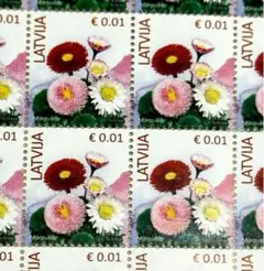 外国切手　ラトビア　花　同柄25枚　未使用