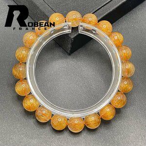 夢色 EU製 定価7万円★ROBEAN・銅髪ルチルクォーツ★ブレスレット パワーストーン 天然石 金運 お守り ギフト 9.5-10mm 1001G1255