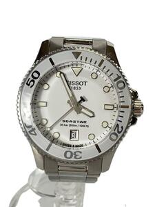 TISSOT◆シーマスター/クォーツ腕時計/アナログ/ステンレス/WHT/WHT/SS/T120210A