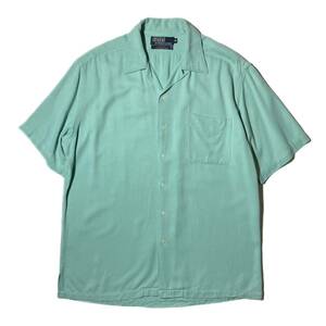 90s USA製 Polo Ralph Lauren Open Collar Shirts ラルフローレン ポロ オープンカラー 開襟 アロハ シャツ ヴィンテージ ビンテージ 無地