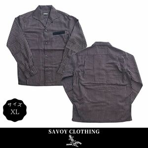 シャツ 長袖 メンズ ロカビリーファッション Lame Stripe Italian Shirts サイズXL ブランド SAVOY CLOTHING