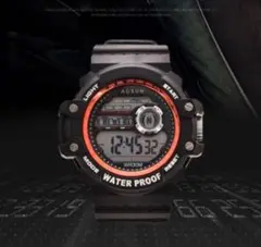 T147 新品 go9vfc 送料無料 デジタル 腕時計 多機能 ボーイズ 赤黒