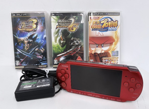100円～★SONY PSP PSP-3000 本体 レッド ジャンク PSPソフト 3本セット プレイステーションポータブル PlayStation Portable