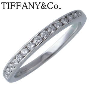 ティファニー チャネル ハーフエタニティ ダイヤ リング 8号弱 幅2.2mm PT950 ハーフサークル 新品仕上げ済 TIFFANY【16907】