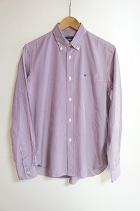 MIHARA YASUHIRO ミハラヤスヒロ BD CHECK SHIRT 長袖 ボタンダウン ギンガム チェック シャツ 紫白 サイズ44 831L