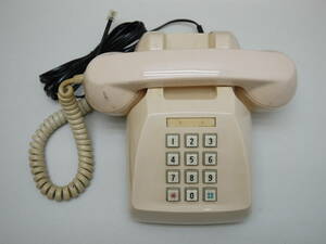 動作OK 600-P　電話機 アイボリー/クリーム色 プッシュボタン式 アンティーク 昭和レトロ