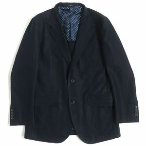 美品△正規品 ドルチェ＆ガッバーナ Tailored by 裏地シルク100%・ドット柄 コットン×リネン シングル ジャケット ブラック×ネイビー 48