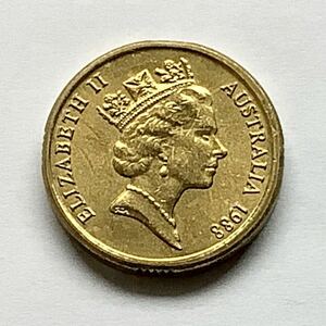 【希少品セール】オーストラリア エリザベス女王肖像デザイン 1988年 2ドル硬貨 