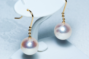☆今月の大特価高級花珠カラーあこや真珠7.5～8.0mmK18チエ-ンフックピアス 40320-4865