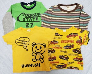 ミキハウス *¨*.☆*・゜半袖Tシャツ二点+長袖Tシャツ二点　セット　 HusHusH　車　くま　 男の子　100サイズ　4点*¨*.☆*・゜