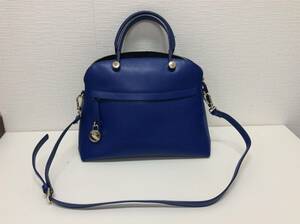 ■5066　フルラ FURLA パイパー PIPER SS 青 2WAY ハンドバッグ ショルダー G5996