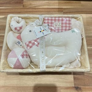 【大処分特価・新品】ビセラ Organic Natural Check ピローとガラガラの親子セット カゴ M-2 トリ ベビーギフト ギフトセット 新生児