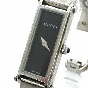 GUCCI グッチ 腕時計 1500 L クオーツ アナログ スクエア ブラック シルバー ウォッチ ヴィンテージ レディース 電池交換済み 動作確認済み