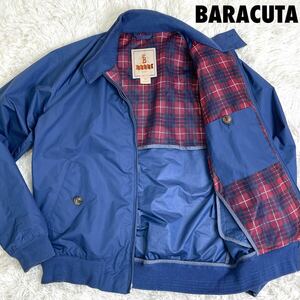 419美品ブルガリア製 バラクータ BARACUTA スイングトップ G9 ハリントンジャケット ナイロン メッシュ 春夏 チェック柄 グレイブルーM相当