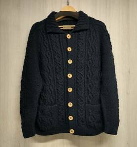 INVERALLAN CASUAL ARAN インバーアラン カジュアル アラン ハンドニット カーディガン ネイビー ウール ケーブル 英国製 店舗受取可