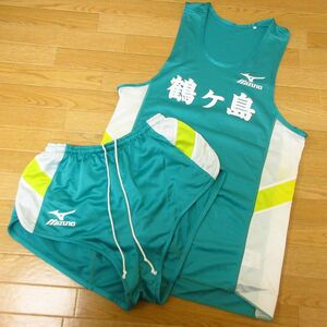 ◎MIZUNO ミズノ M 上下セット 陸上 鶴ヶ島◆セットアップ ユニフォーム タンクトップ&レーシングパンツ ランパン◆メンズ 緑◆B4070