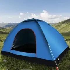 新品 簡単 組立 ワンタッチ テント キャンプ 2-3人用 ブルー 075J82