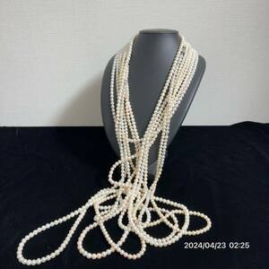 1000円〜　11 まとめ　希少　美品　pearl パール　真珠 本真珠 ロングネックレス 長さ最大156cm 7本セット　総重量約580g 送料無料　