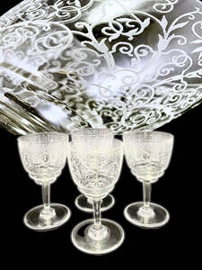 H81 オールド バカラ ルリ リュリ グラス 4個 冷酒 日本酒 和風 器 アンティーク クリスタルガラス フランス ビンテージ
