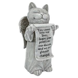 ねこの天使 ペットお墓墓地庭置物雑貨飾り屋外屋内インテリア西洋彫刻オブジェ洋風メモリアルペット葬祭フィギュアエンジェルキャット猫