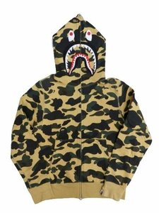 アベイシングエイプ 1stカモ シャークパーカー サイズS イエローカモ 001ZPB201043X A BATHING APE 中古品[C127U044]