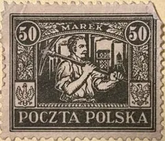 1922/23年ポーランド 鉱夫図案切手 50m
