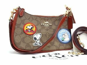 1円 ■新品同様■ COACH コーチ CE848 シグネチャー ピーナッツコラボ スヌーピー PVC×レザー 2WAY ハンドバッグ ショルダー AR1250