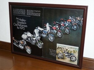 1969年 USA 洋書雑誌広告 額装品 Harley-Davidson Leggero, Baja, Rapido, Sprint, XLCH, FLH, XLH ハーレーダビッドソン( A3 ・大サイズ )