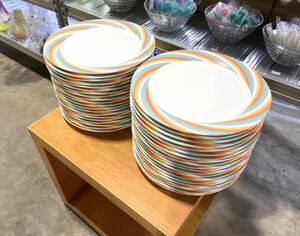 【メラミン食器 50枚セット】 26cm Three Line ヤマトプラスチック 日本製 食器 施設 食堂 お得 カラフル 大皿 複数セット購入も可！③