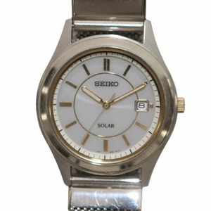 セイコー SEIKO 腕時計 ウォッチ クォーツ ソーラー デイト ラウンド 3針 シルバー色 V145-0BV0 /IR ■GY18 メンズ