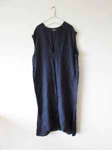 WIRROW / ウィロウ SILK SKIPPER DRESS 1 NAVY / シルク スキッパー ドレス ワンピース ノースリーブ