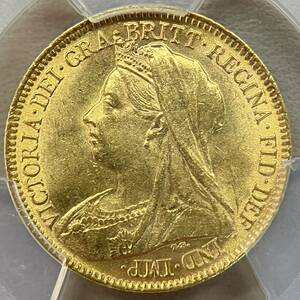 1901 イギリス 1/2ソブリン 金貨 ヴィクトリア女王 ベールドヘッド NGC MS63 アンティーク モダン コイン
