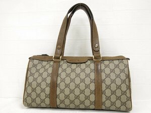 ◆美品◆GUCCI オールド グッチ◆GGスプリーム◆PVC レザー 本革◆ハンド バッグ◆ベージュ G金具◆イタリア製◆ヴィンテージ◆A4814