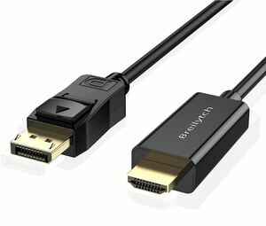 DisplayPort HDMI 変換ケーブル 1080P ディスプレイポート アダプター 単方向コネクタ ブラック　0.9m