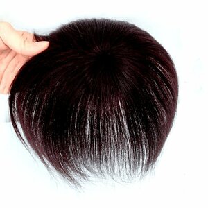 ★軽量　全人毛ヘアピース★長さ２０ー２３ｃｍ★落ち着いたレッドブラウン髪です★全国迅速★送料無料