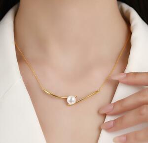 春夏新品　INS風 ネックレス 鎖骨ネックレス 淡水真珠　クロスオーバ　線形　S925　ファッション