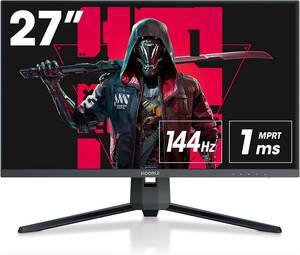 【新品】KOORUI 27インチ ゲーミングモニター 27E1QA 高速1ms/144Hz QHD(2560×1440) 非光沢 FreeSync/G-SYNC対応