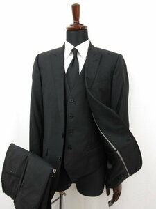 超美品 【ドルチェ＆ガッバーナ DOLCE＆GABBANA】 MARTINI 絹混 2ボタン 3ピース スーツ (メンズ) 48-7R 黒無地 ブラック 伊製 ■27HR3627